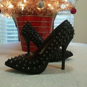 Steve Madden Black Glitter And Spikes